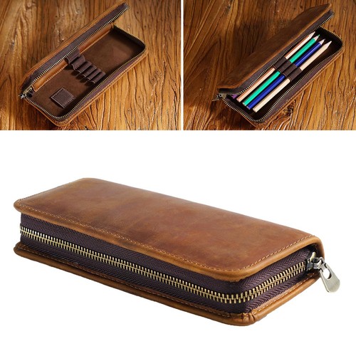 Genuine leather pen case - leather,