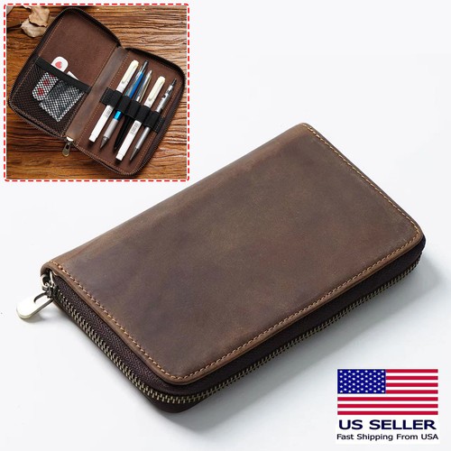 New leather pen holder case - leather,