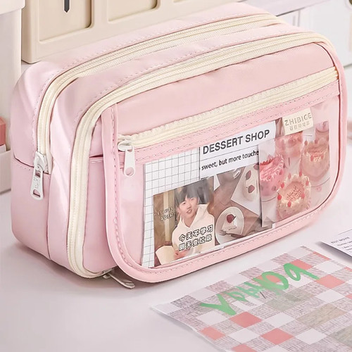 Pink pencil case large - pink,