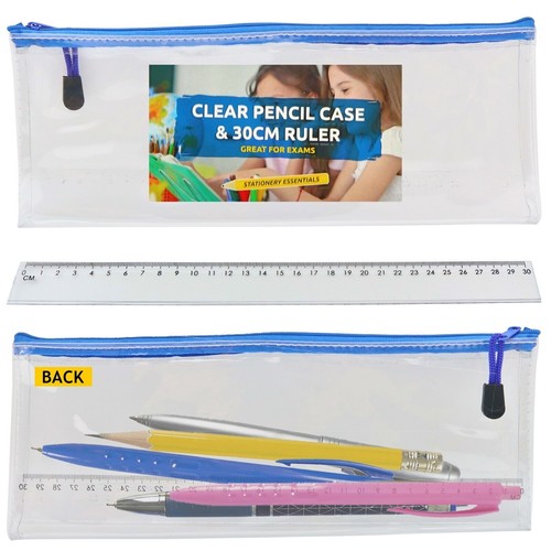 Clear pencil case 31cmx12cm - clear,