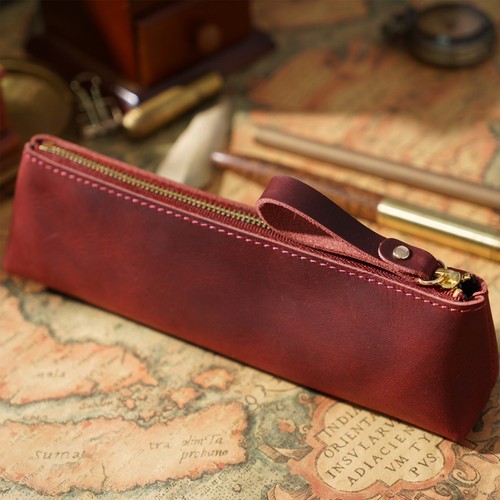 Pcs retro leather pencil bag - leather,