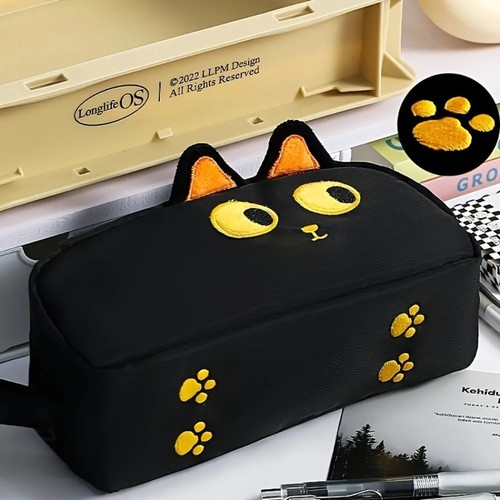 Cute black cat pencil - black,