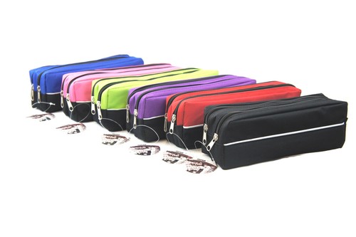 Large double zip fabric pencil - fabric,