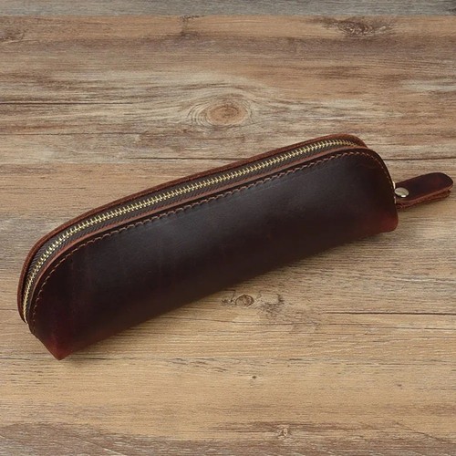 Vintage leather pencil case - leather,