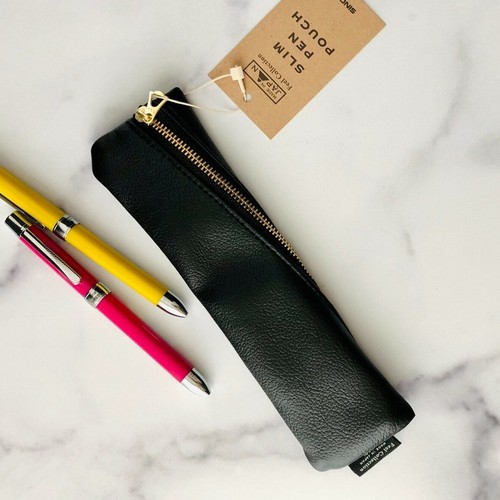 Leather pen pencil case - leather, pouch